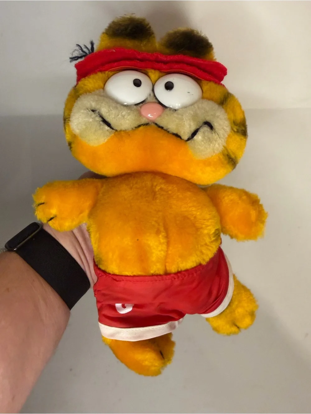 Vintage Dakin Garfield Workout Plush Stuffed Animal Red Headband Shorts 1981 10”